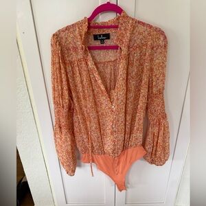 Lulu's Orange Floral Bodysuit